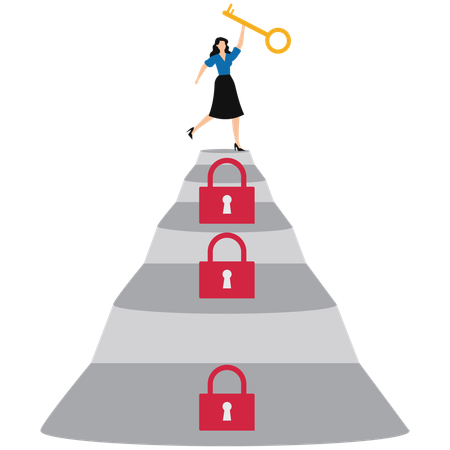 Businesswoman Unlocks Key to success  Illustration