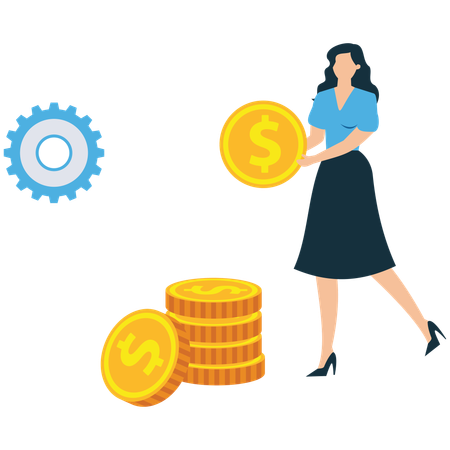 Businesswoman use advance Technology  Illustration