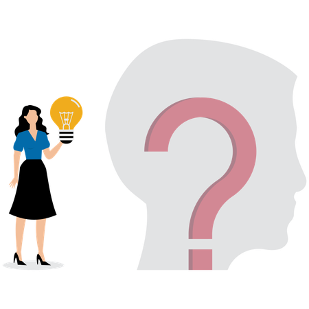 Businesswoman using creativity to solve problem  Illustration