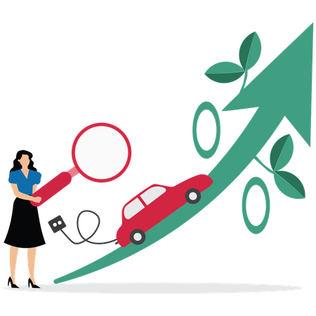 Businesswoman using EV Car Charging  Illustration