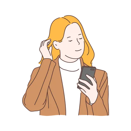 Businesswoman using mobile  Illustration