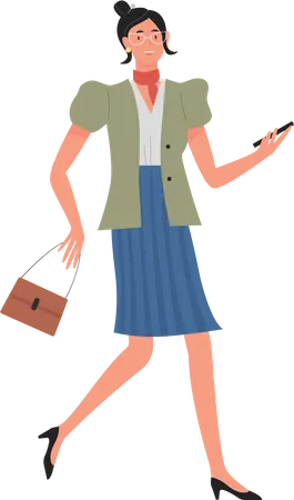 Businesswoman using smartphone  Illustration