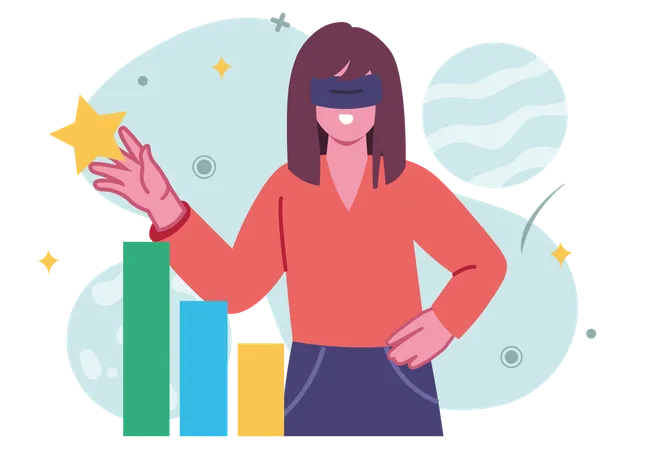 Businesswoman using VR gadgets  Illustration