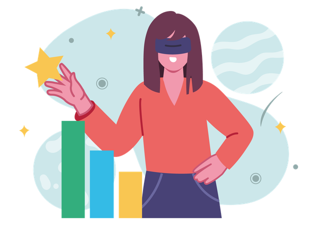 Businesswoman using VR gadgets  Illustration