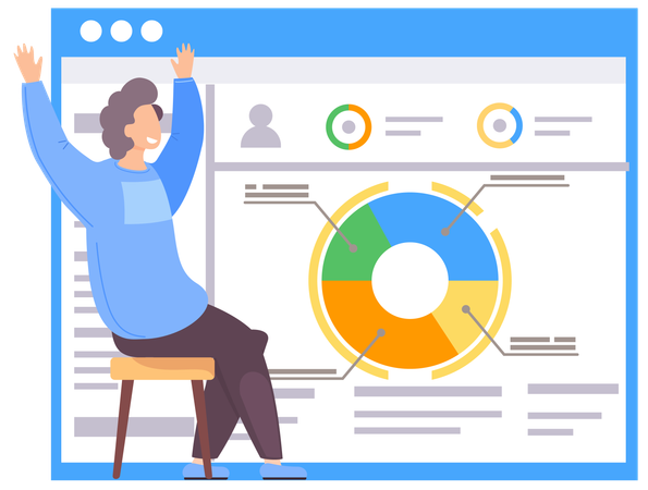 Businesswoman viewing at business pie chart  Illustration