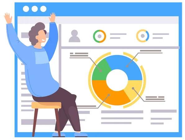 Businesswoman viewing at business pie chart  Illustration