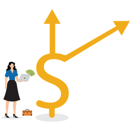 Businesswoman viewing at market sales data  Illustration