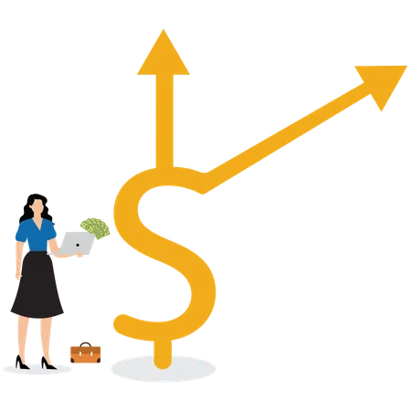 Businesswoman viewing at market sales data  Illustration