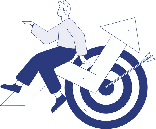 Businesswoman viewing at target achievements  Illustration