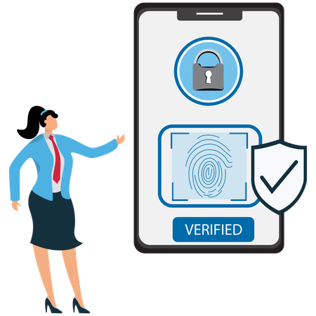 Businesswoman viewing Biometric Security Scan  Illustration