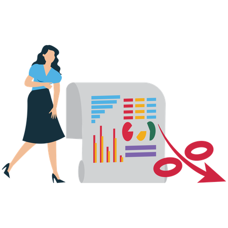 Businesswoman viewing Business Expense Report  Illustration