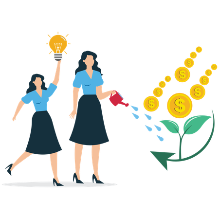 Businesswoman viewing Business Investment Proposal  Illustration