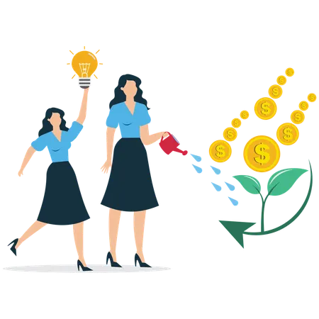 Businesswoman viewing Business Investment Proposal  Illustration