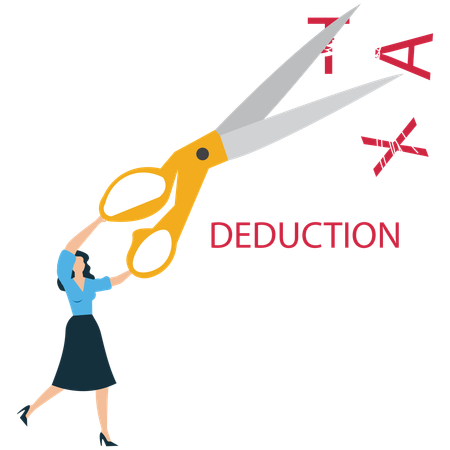 Businesswoman viewing Business Tax Deduction  Illustration