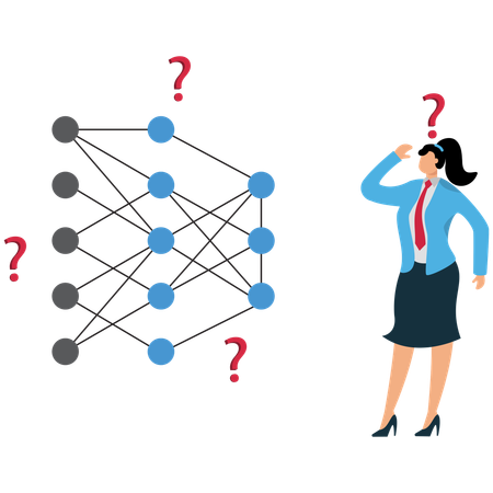 Businesswoman viewing Deep Learning Network  Illustration