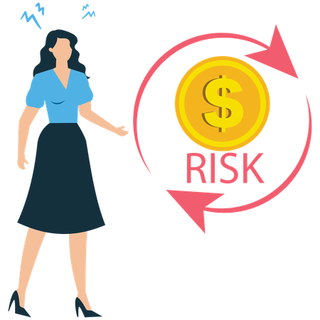 Businesswoman viewing Financial Risk Management  Illustration