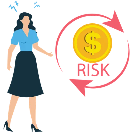 Businesswoman viewing Financial Risk Management  Illustration