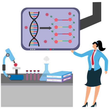 Businesswoman viewing High-Tech Laboratory  Illustration