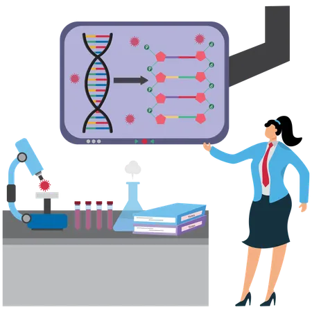 Businesswoman viewing High-Tech Laboratory  Illustration