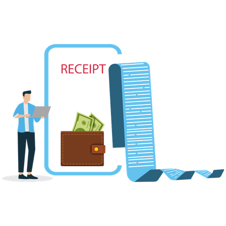 Businesswoman viewing Online Payment Receipt  Illustration