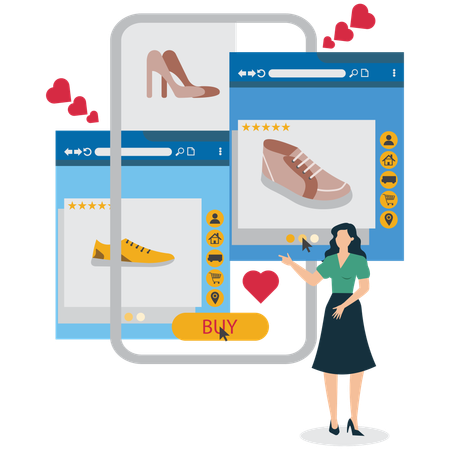 Businesswoman viewing Payroll Management System  Illustration