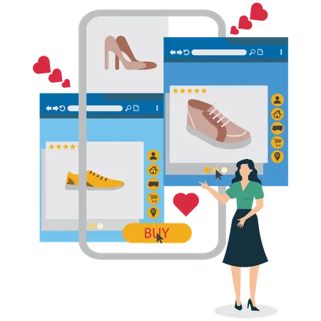 Businesswoman viewing Payroll Management System  Illustration