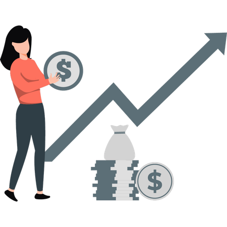 Businesswoman viewing profit in business  Illustration