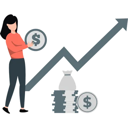 Businesswoman viewing profit in business  Illustration