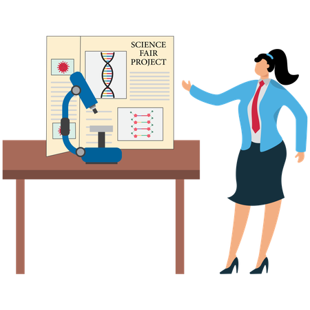 Businesswoman viewing Science Fair Project  Illustration