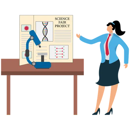 Businesswoman viewing Science Fair Project  Illustration