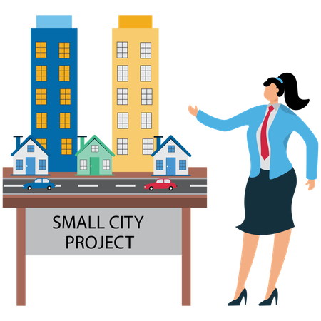 Businesswoman viewing Smart City  Illustration