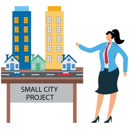 Businesswoman viewing Smart City  Illustration