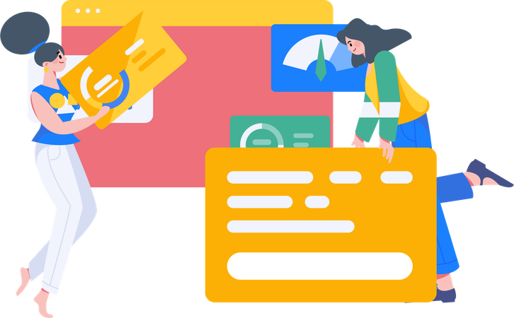 Businesswoman viewing web performance  Illustration