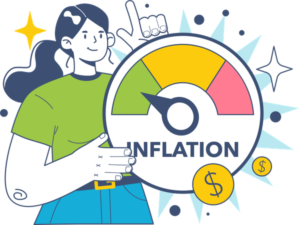Businesswoman views inflation rate rising  Illustration