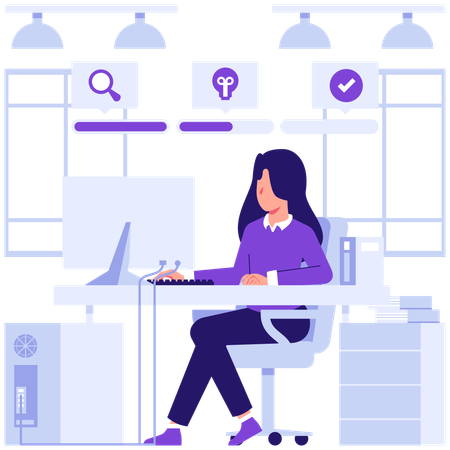Businesswoman waiting for business process  Illustration