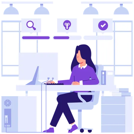 Businesswoman waiting for business process  Illustration