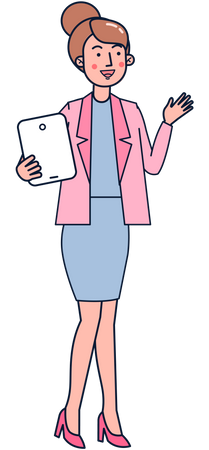 Businesswoman waiving hand Illustration