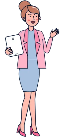 Businesswoman waiving hand  Illustration
