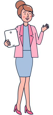 Businesswoman waiving hand  Illustration