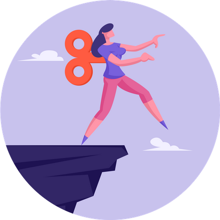 Businesswoman walking on blind trust  イラスト