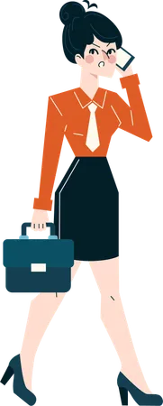 Businesswoman walking while talking on phone  Illustration