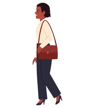 Businesswoman walking with purse  Illustration