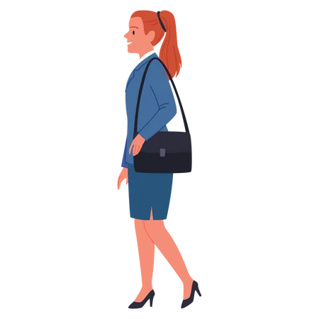 Businesswoman walking with purse  Illustration