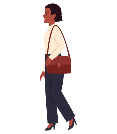 Businesswoman walking with purse  Illustration