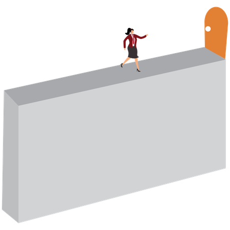 Businesswoman walks to the important door  Illustration