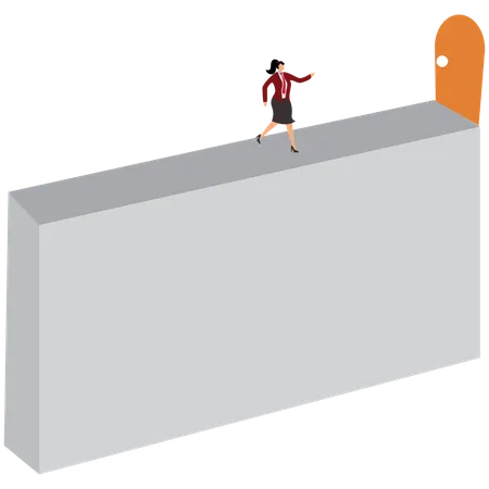 Businesswoman walks to the important door  Illustration