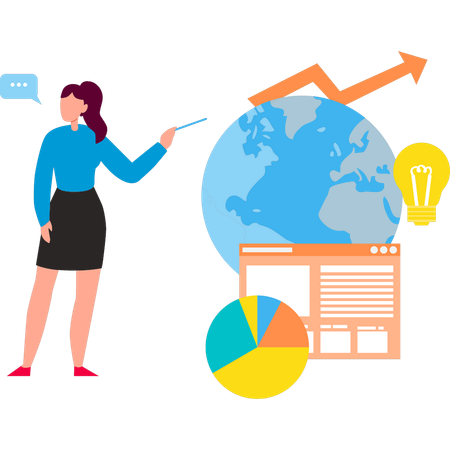 Businesswoman wants to expand her business globally  Illustration