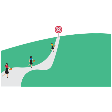 Businesswoman was running a winding path  Illustration