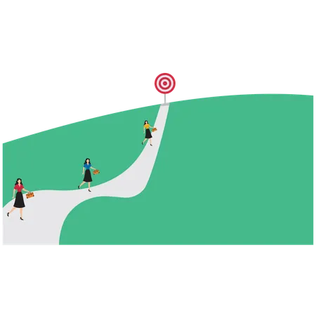 Businesswoman was running a winding path  Illustration