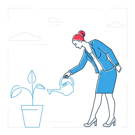Businesswoman Watering The Plant Illustration